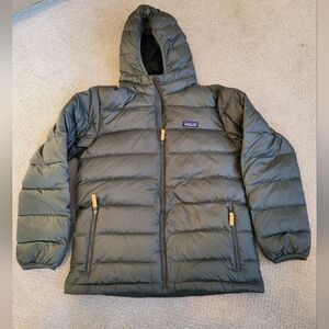 Patagonia Hi-Loft Down Hoodie Sweater Jacket, XL 14, Green